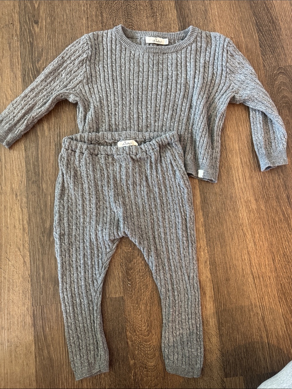 Oh Baby Soft Ribbed Knit Two-Piece Set — Gray